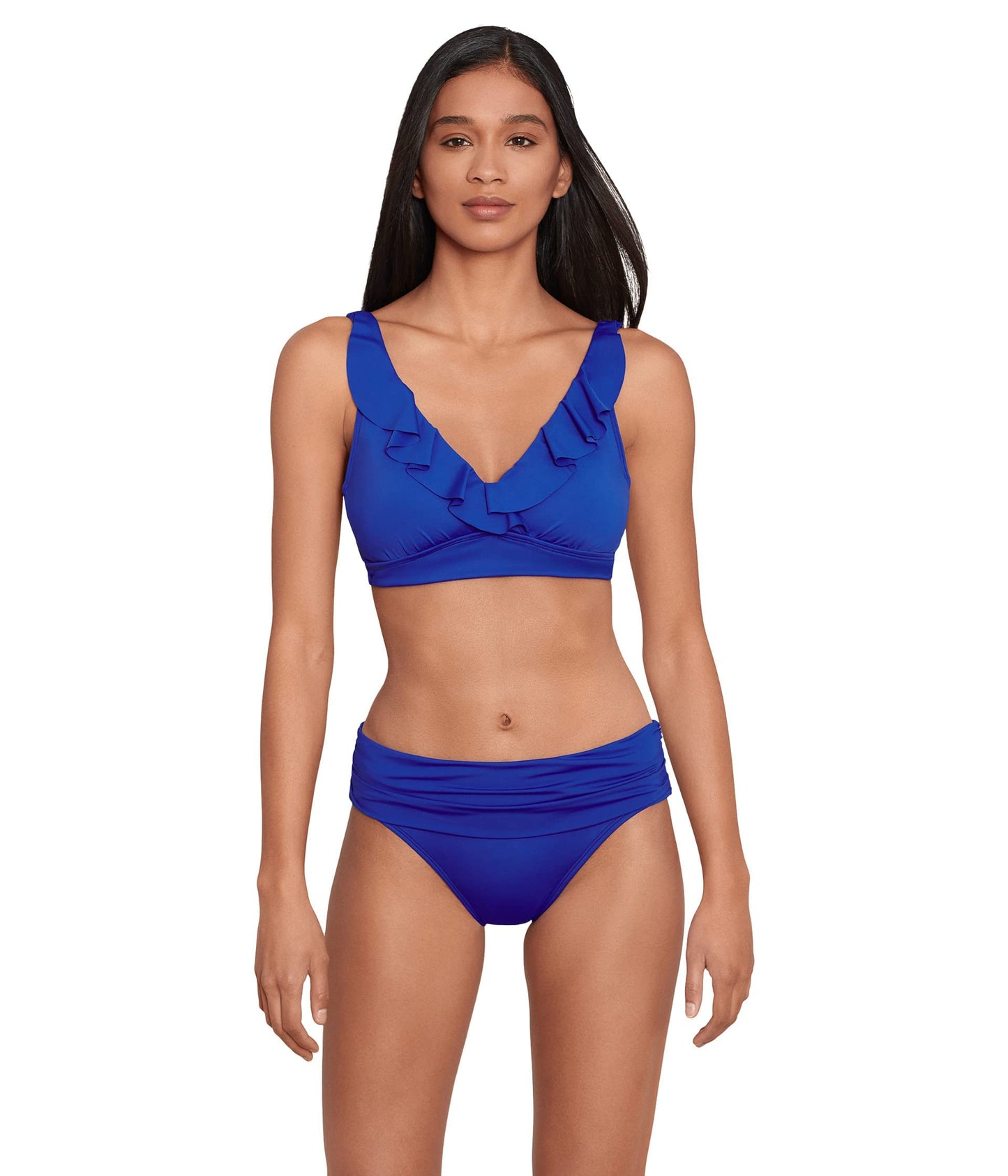 Lauren Ralph Lauren Beach Club Solids Wider Shirred Banded Hipster Sapphire 8