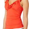 LAUREN RALPH LAUREN Beach Club Solids Ruffle U/W Tankini Red 12
