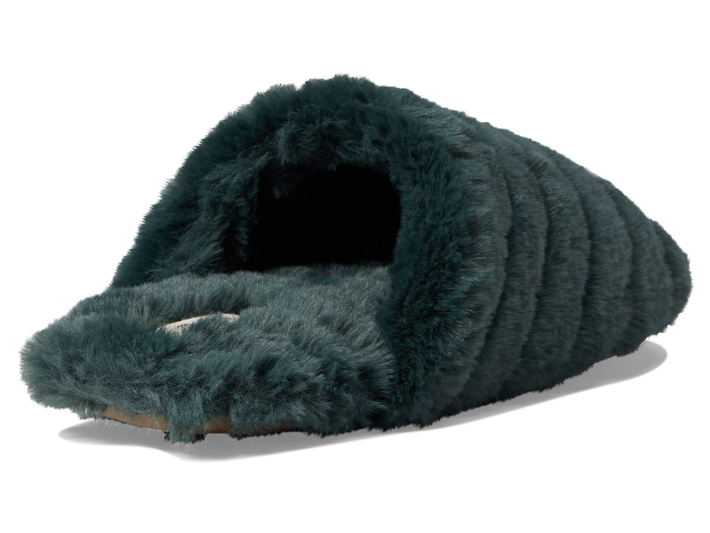 Madewell Quilted Scuff Slippers in Recycled Faux Fur Deep Forest 10 M