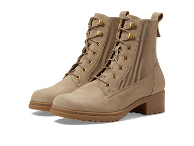 COLE HAAN WOMENS CAMEA WP COMBAT BOOT II, DARK LATTE WATERPROOF SUEDE, 10 C US