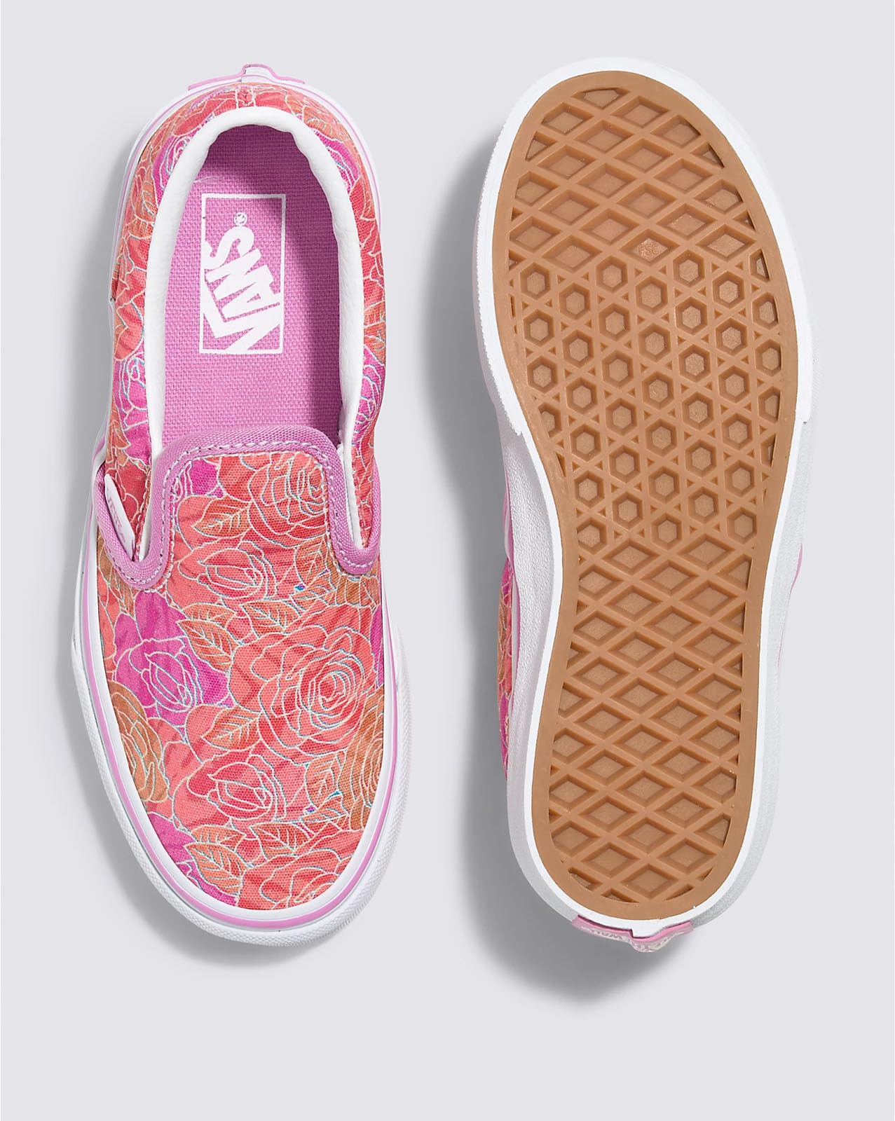 Vans - Kids Classic Slip-On Shoes, Color Rose Camo Pink Floral, Size: 1 M US Little Kid