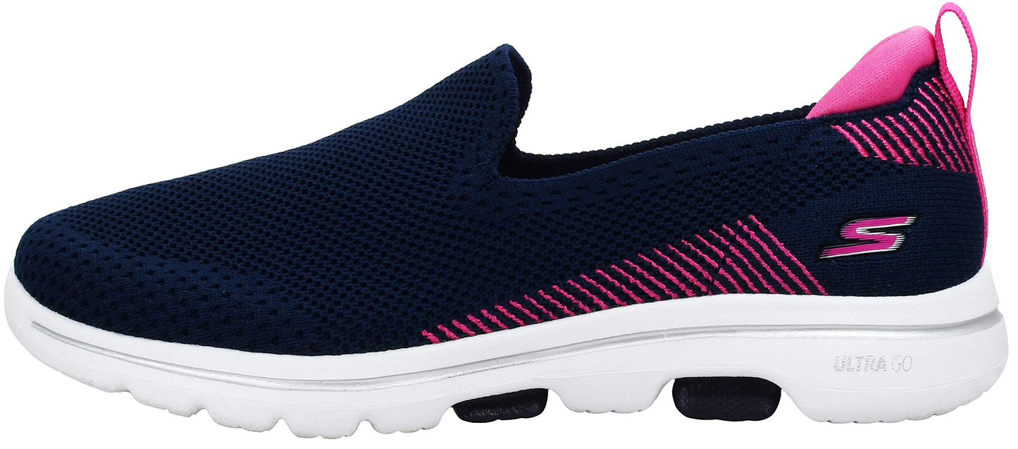 Skechers Women's Go Walk 5-Prized Sneaker, Navy/Pink, 9.5 M US
