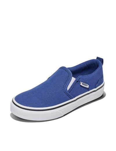Vans Youth Asher Slip-On Shoe | Kids' Sneakers for Boys & Girls, Everyday Wear, School & Fashion, Canvas True Navy, 4