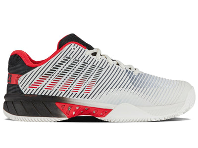K-Swiss Men's Hypercourt Express 2 HB Tennis Shoe, Bright White/Stretch Limo/High Risk Red, 14 M
