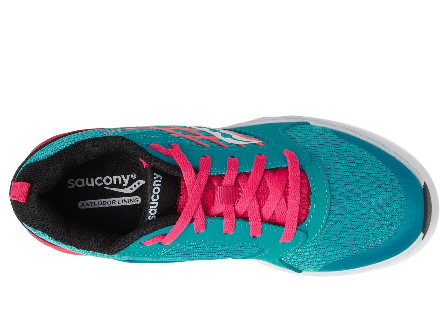Saucony Wind 2.0 Running Shoe, Turq/Pink/Black, 4.5 US Unisex Big Kid