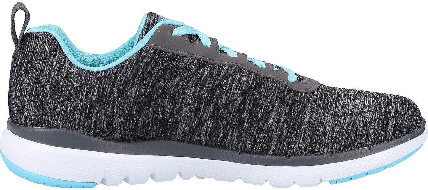 Skechers Women's Flex Appeal 3.0, Black/Light Blue, 8.5