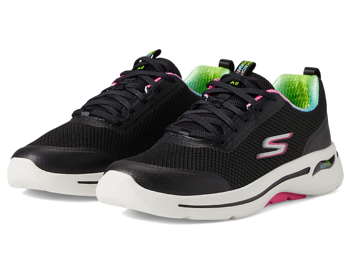 Skechers Go Walk Arch Fit - Fun Voyage Black/Hot Pink 8.5 B (M)