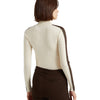 Lauren Ralph Lauren Faux-Leather-Trim Turtleneck Sweater Mascarpone Cream/Chocolate LG