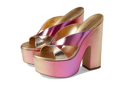 Stuart Weitzman Miami Sohigh 145 Platform Slide Hot Pink Multi 7.5 B