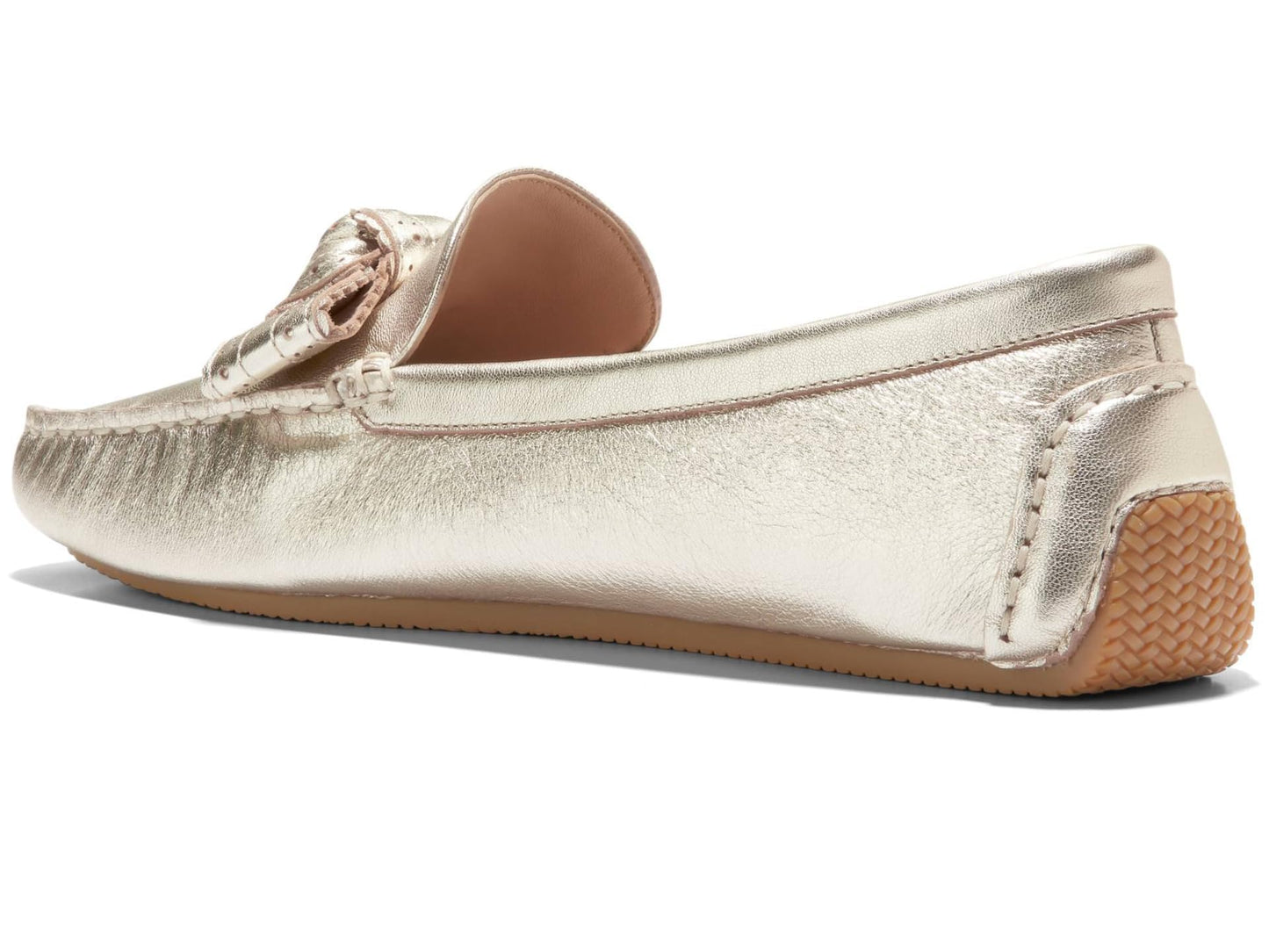 Cole Haan Women's Bellport Bow Driver, Soft Gold Leather, 9 B Medium