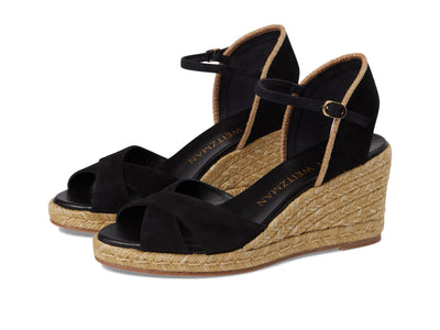 Stuart Weitzman Mirela II Espadrille Wedge Black/Natural 8.5 B