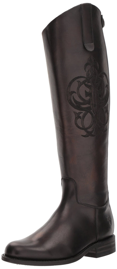 Frye Women's Riding Back Zip, Black Leather, 6 B - Medium