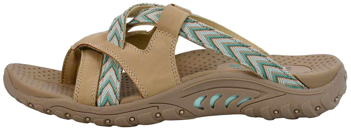 Skechers Womens Reggae - Soundstage Slide Multi-Strap Sandal, Taupe, 11 M US