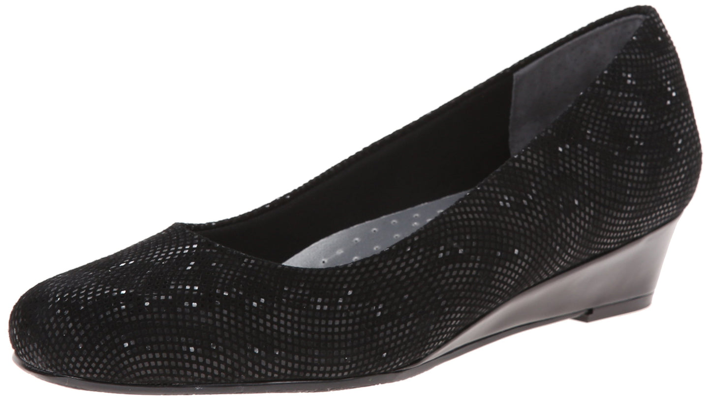 Trotters Women's Lauren Dress Wedge, Black Suede, 8.5 N US