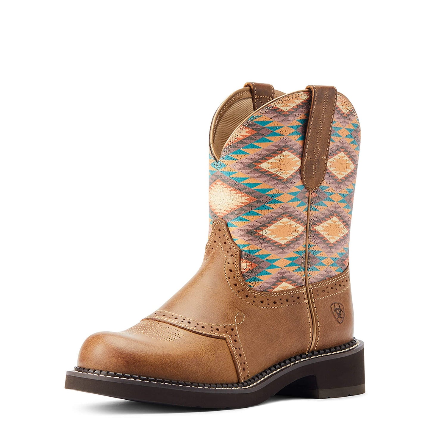 ARIAT Womens Fatbaby Heritage Farrah Western Boot Coastal Tan/Aztec Blanket 8