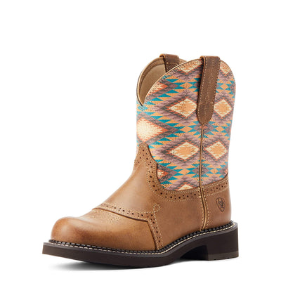 ARIAT Womens Fatbaby Heritage Farrah Western Boot Coastal Tan/Aztec Blanket 8