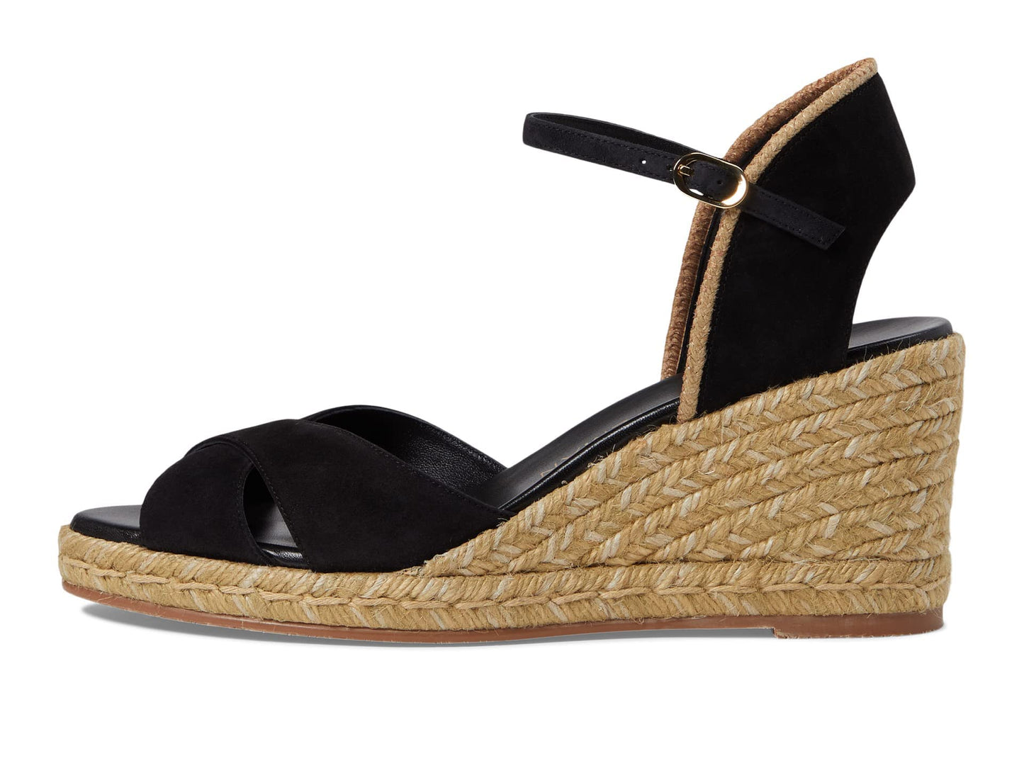 Stuart Weitzman Mirela II Espadrille Wedge Black/Natural 9 B