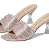 Stuart Weitzman Ruche 75 Slide Heels for Women - Shimmery Textile Upper with Slip-on Style, Festive Wear Comfortable Heels Poudre 9.5 B