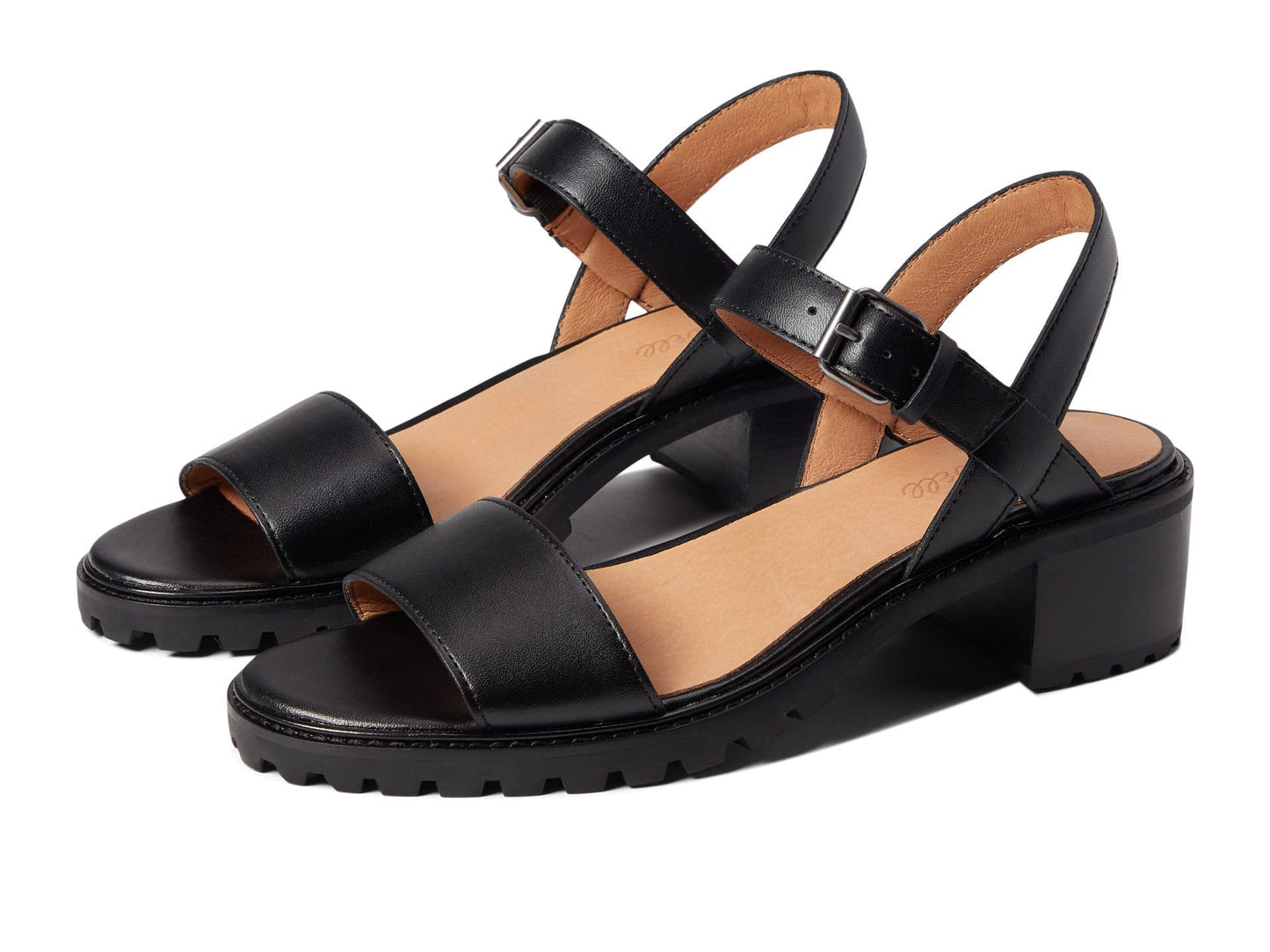 Madewell Cameron Lug Sandal - Nubuck Sandals for Women - Leather Upper with Ankle Strap Buckle Closure, Synthetic Outsole, and Round-Toe Sandals True Black 6 M