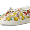 HEYDUDE Kids Wendy Smiley (Toddler) - Loafers for Kids - Canvas Upper - Cotton Lining - Rubber Outsole White 7 Toddler M