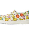 HEYDUDE Kids Wendy Smiley (Toddler) - Loafers for Kids - Canvas Upper - Cotton Lining - Rubber Outsole White 7 Toddler M