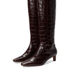 Madewell Womens Dorchester Dimes Tall Boot - Croc Chocolate Raisin 8 Medium