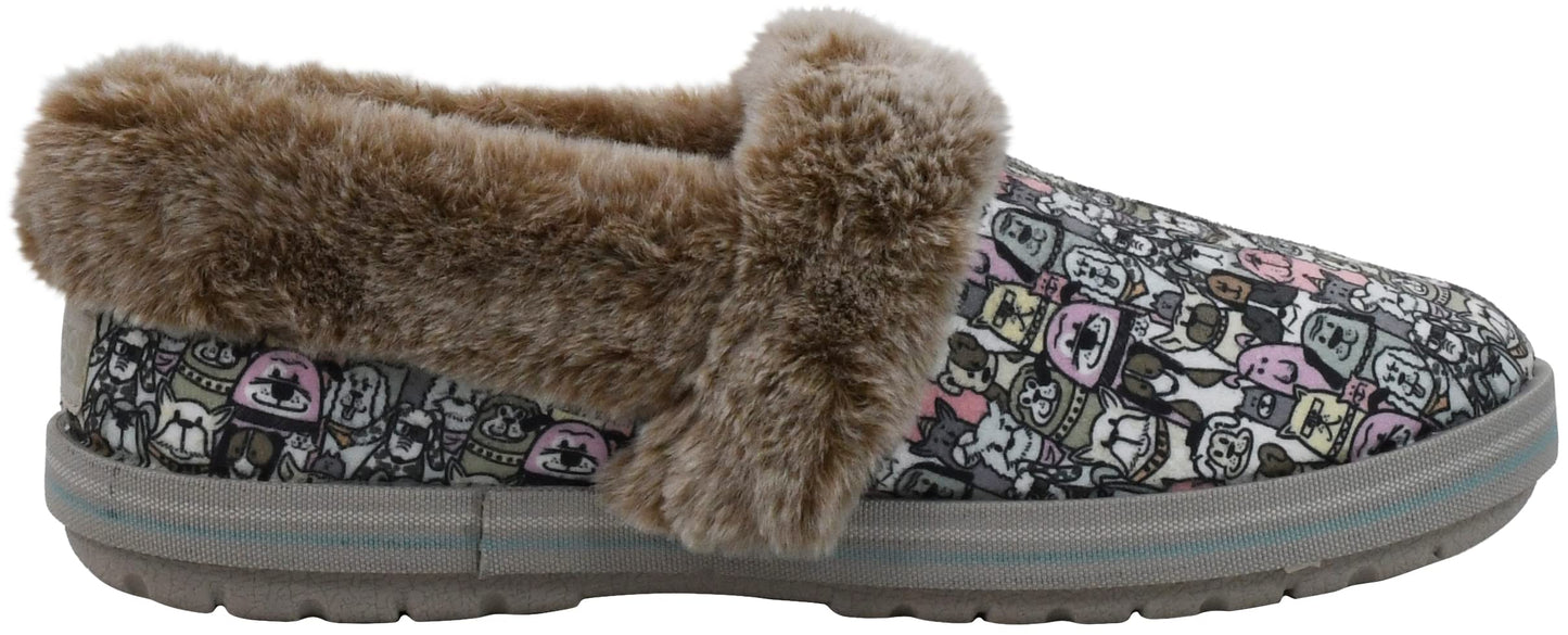 Skechers Women's Bobs Too Cozy- Snuggle Rovers Slipper Taupe/Multi 11