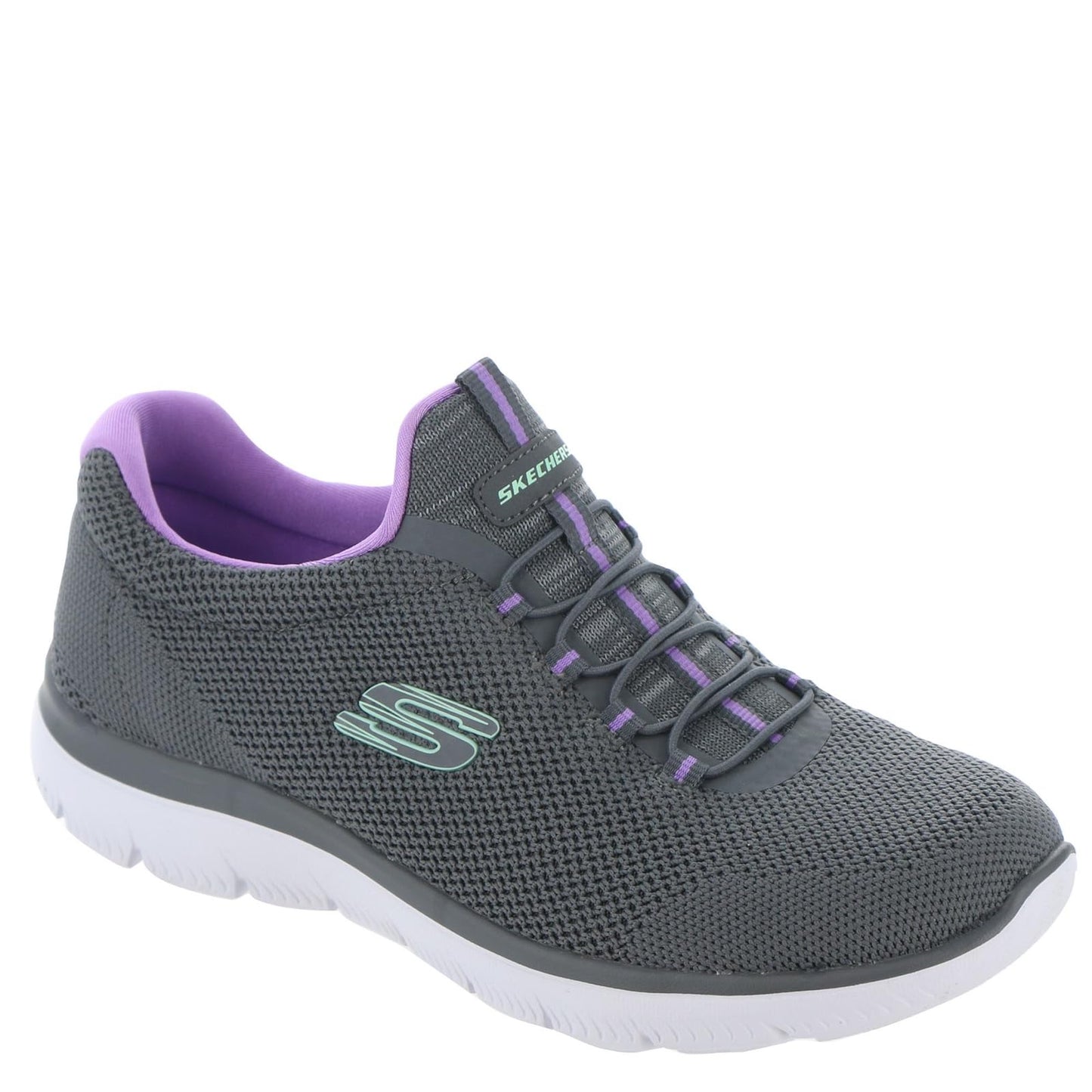 Skechers Sport Summits-Cool Classic Athletic Sneaker Women's Sneaker, 7 C/D US, Charcoal-Lavender-Mint