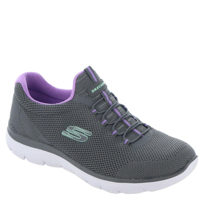 Skechers Sport Summits-Cool Classic Athletic Sneaker Women's Sneaker, 7 C/D US, Charcoal-Lavender-Mint
