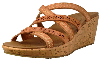 Skechers Women's Beverlee - Tiger Posse Wedge Sandal, Tan, 6 M US