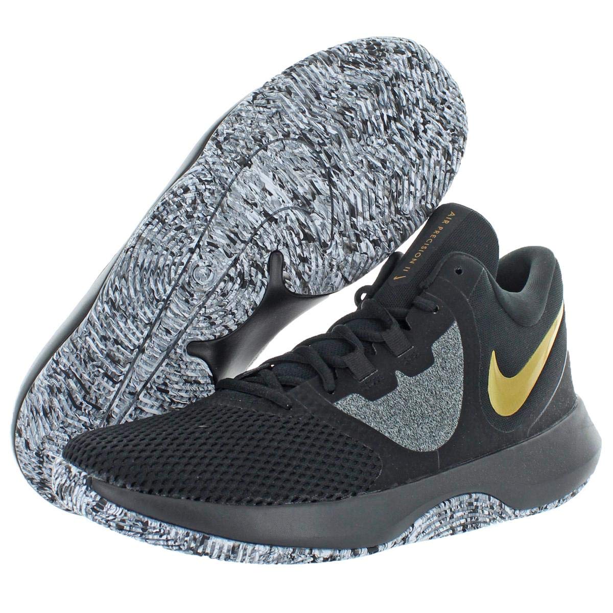 Nike Air Precision 2 Mens Basketball Shoes (10, Blk MTLC Gold Wht)