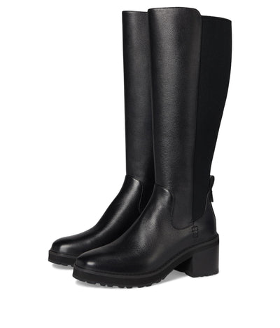 Cole Haan Womens Gema Tall Lug Boot Extended Calf, Black Leather, 8.5 Wide
