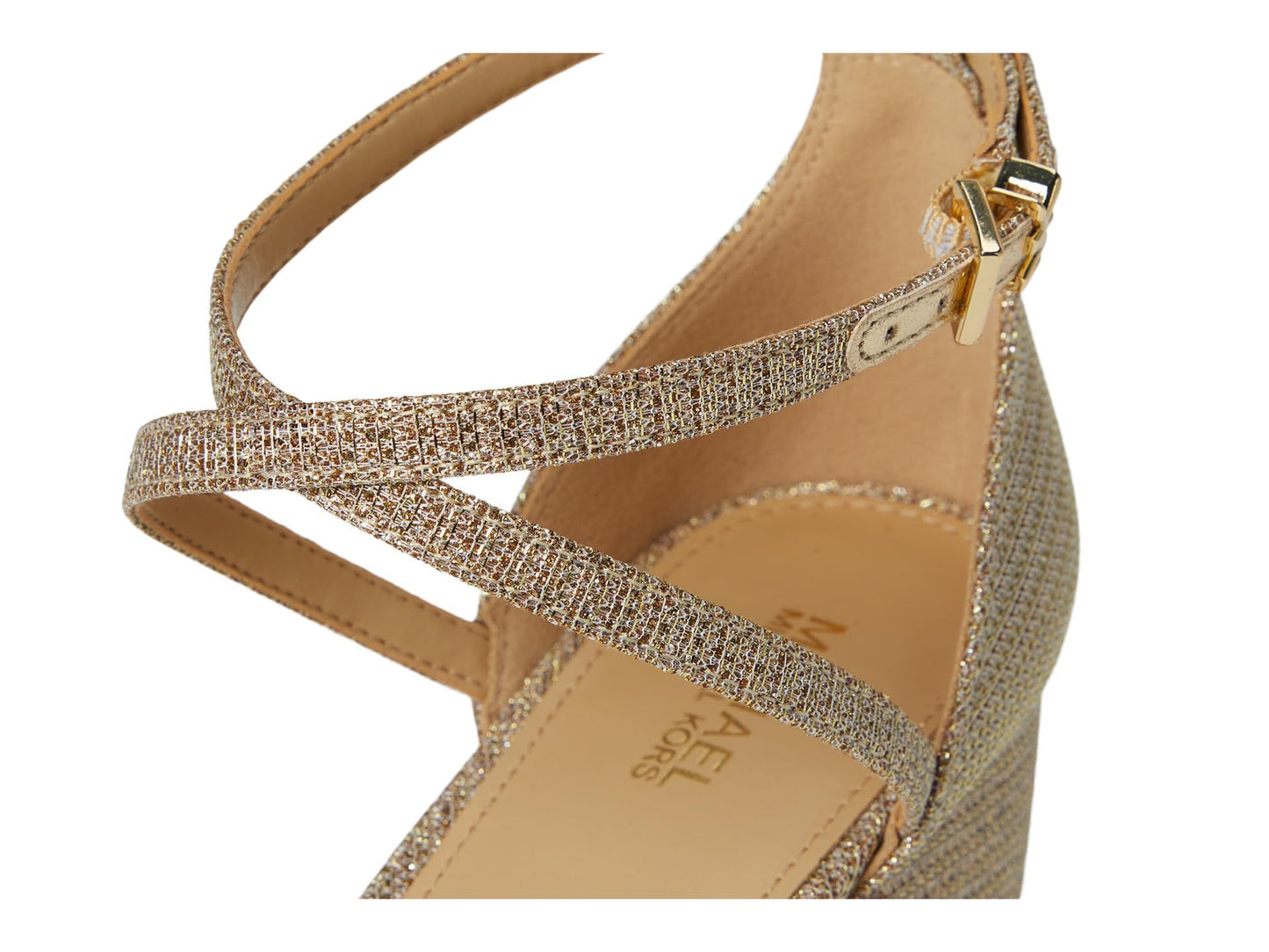 Michael Kors Women's Serena Flex Sandal, Pale Gold/Glitter, 5.5
