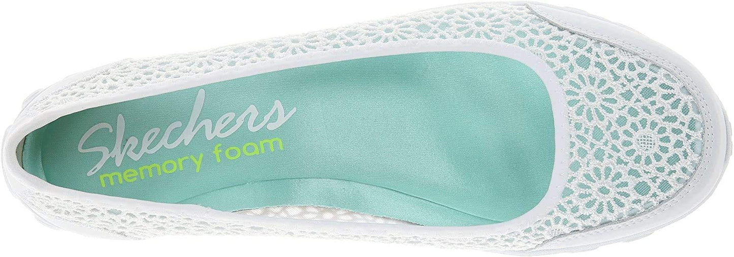 Skechers Women's EZ Flex Sweetpea Slip-On Flat, White, 8.5 W US