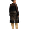 Lauren Ralph Lauren Womens Plus-Size Pointelle-Knit Linen-Blend Cardigan Black 2X