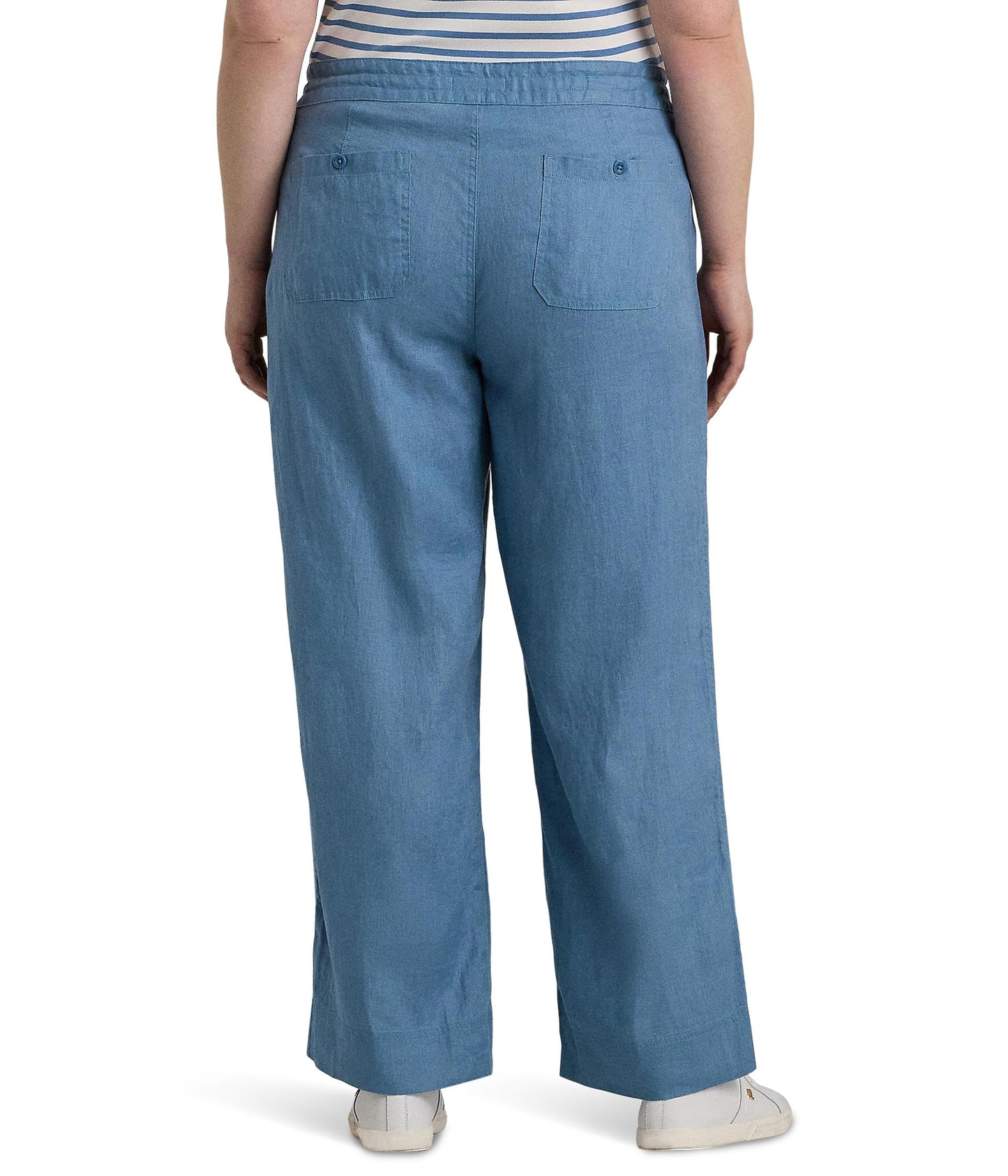 Lauren Ralph Lauren Women's Plus-Size Linen Wide-Leg Pant Pale Azure 20