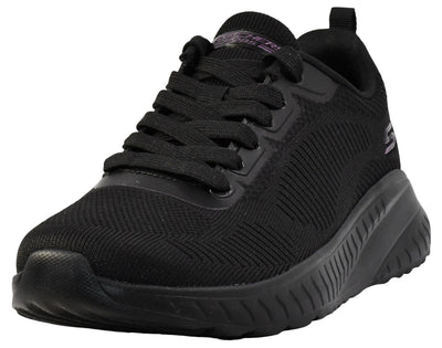 Skechers Women's Bobs Squad Chaos – Face Off Sneaker, Black/Black, 9.5