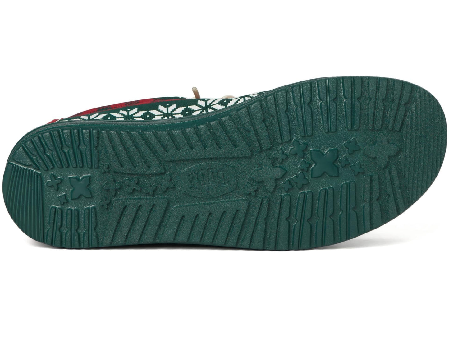 Hey Dude Wally Holiday Cheers - Loafers for Men - Textile Upper - Elastic Laces - Synthetic Outsole Green/Multi 10 M