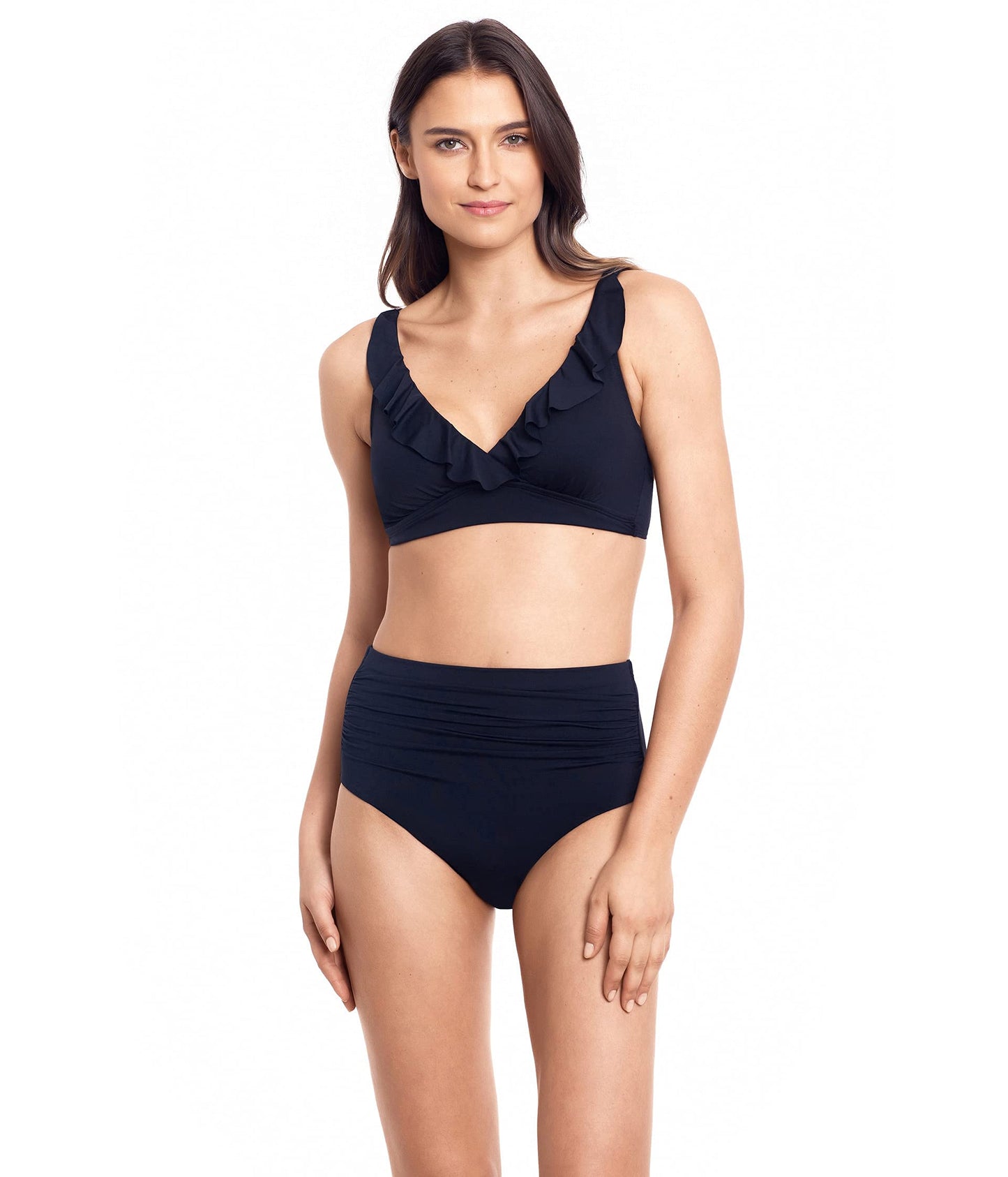 LAUREN Ralph Lauren Beach Club Solid High-Waisted Bikini Bottoms – Slimming Silhouette – Full Coverage Black 8 One Size