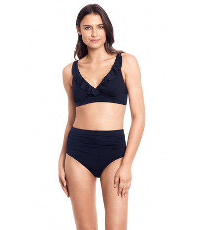 LAUREN Ralph Lauren Beach Club Solid High-Waisted Bikini Bottoms – Slimming Silhouette – Full Coverage Black 8 One Size