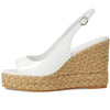 Stuart Weitzman Island Peep-Toe Espadrille Wedge White/Natural 8 B