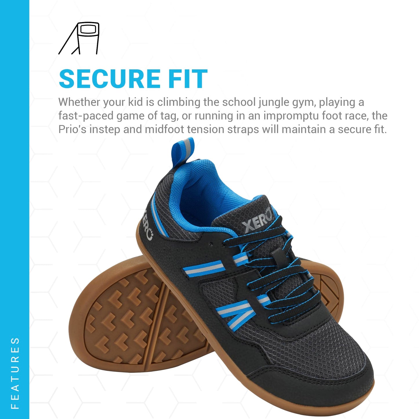 Xero Shoes Prio Youth | Black/Blue, Size 1