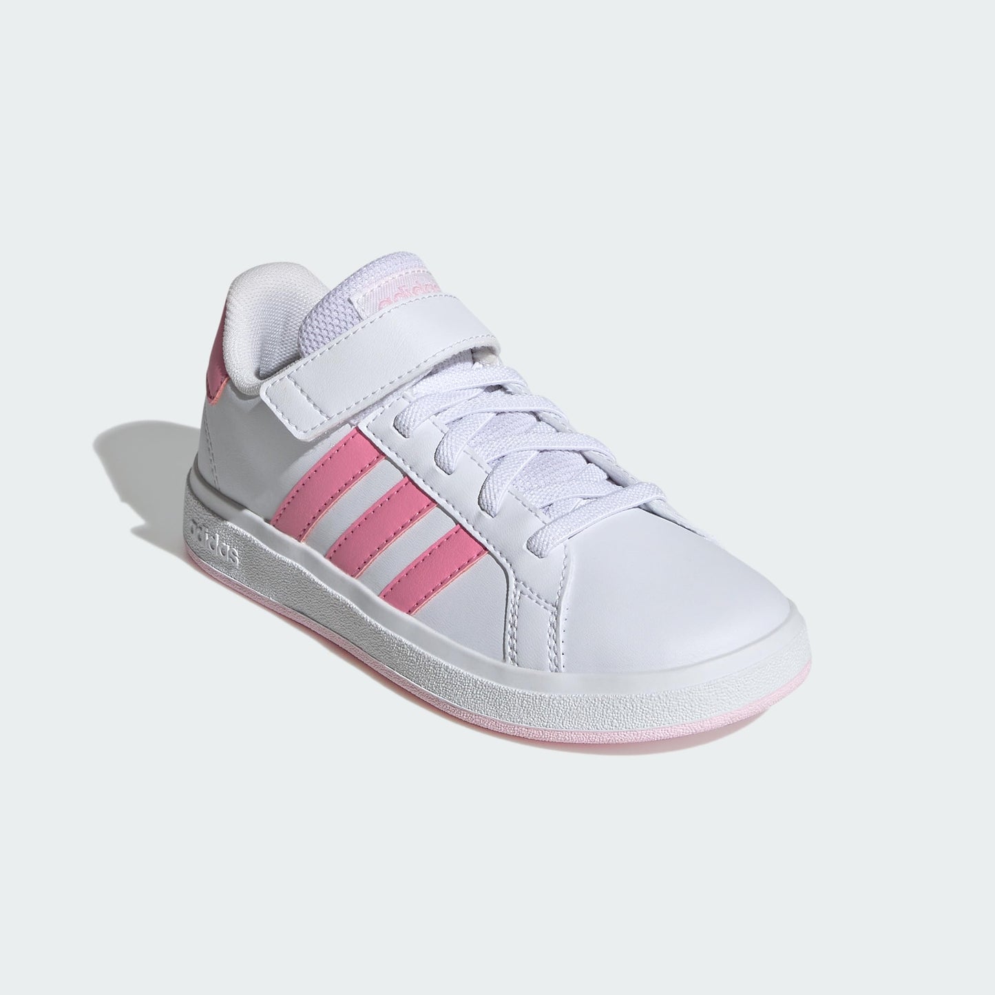 adidas Girl's Grand Court 2.0 Elastic (Little Kid/Big Kid) White/Bliss Pink/Clear Pink 4.5 Big Kid M