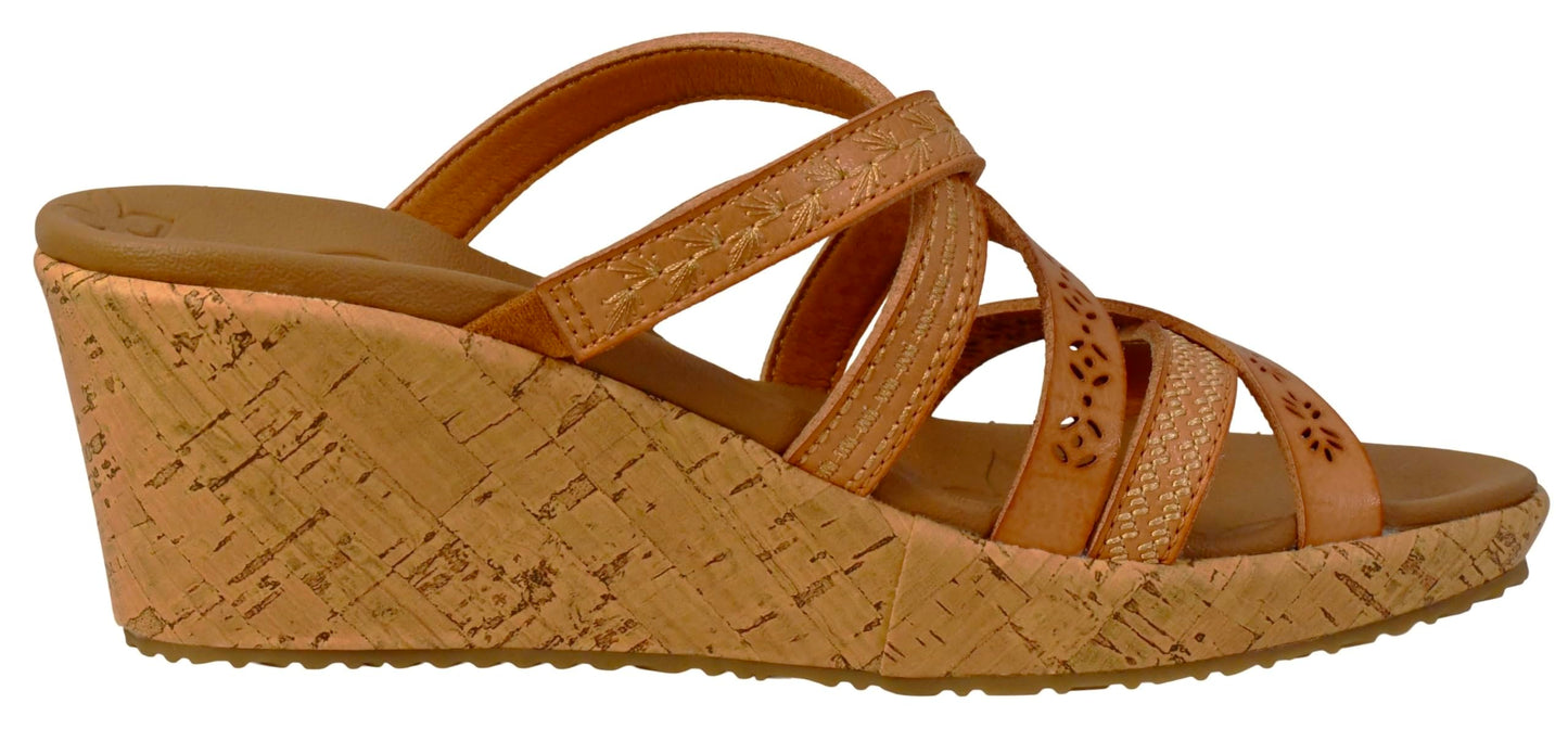 Skechers Women's Beverlee - Tiger Posse Wedge Sandal, Tan, 6.5 M US