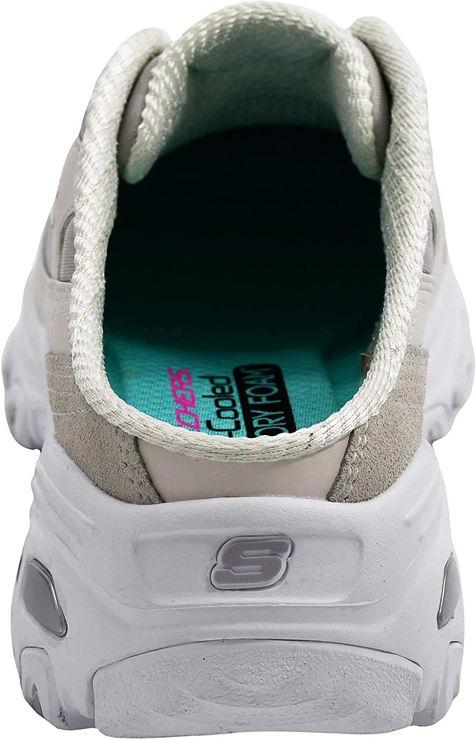 Skechers Women's D'Lites - Resilient Mule Slip-On Sneaker, White/Vapor/Silver, 11 W US