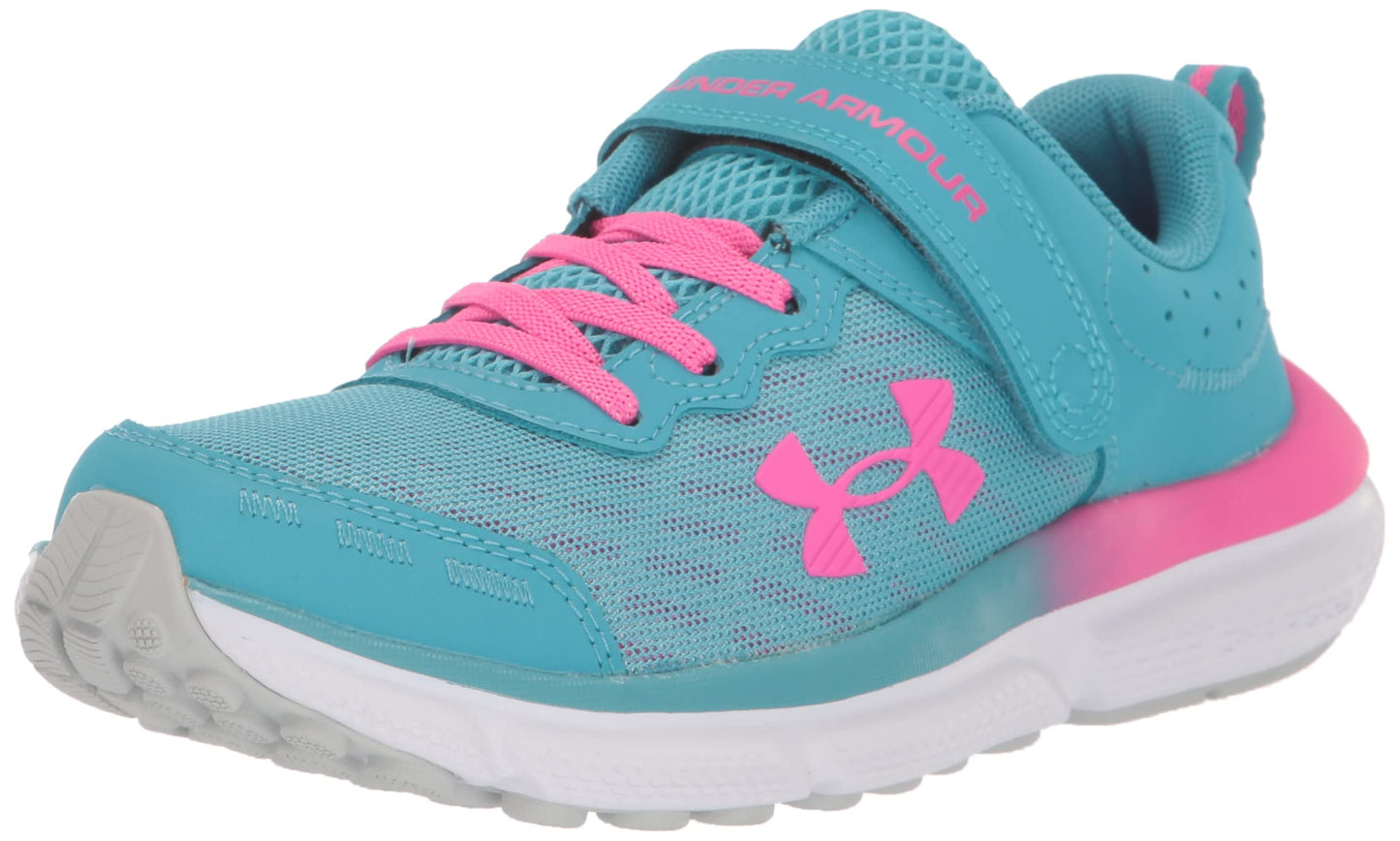 Under Armour Girls' Pre School Assert 10 Alternate Closure, (400) Glacier Blue/Halo Gray/Rebel Pink, 2.5, US