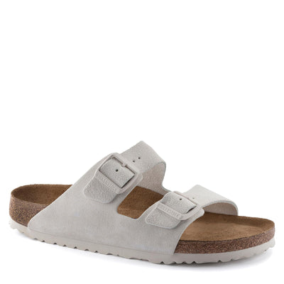 Birkenstock Arizona Soft Footbed - Suede (Unisex) Antique White Suede EU 39 (US Men's 6-6.5, Women's 8-8.5) Narrow