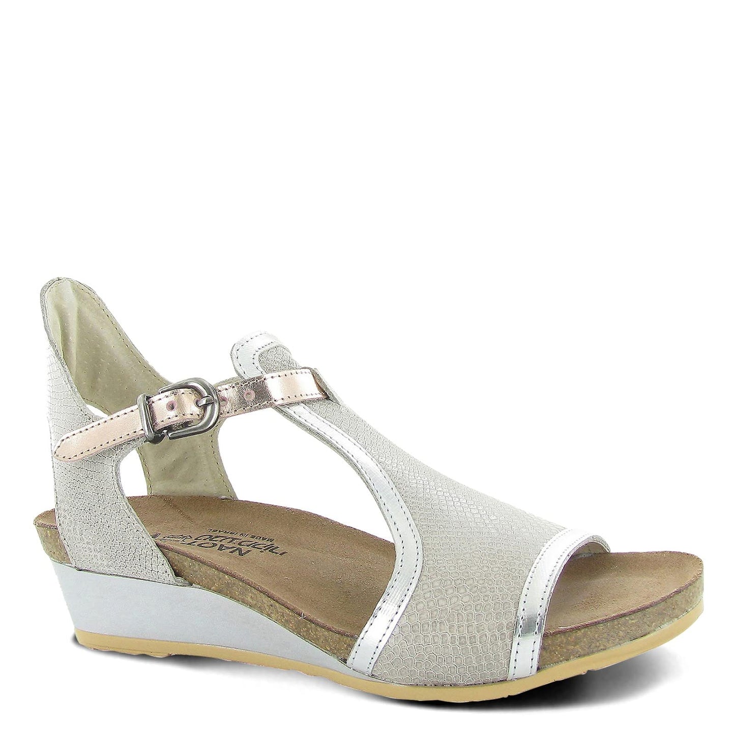 NAOT Women's Fiona Wedge Sandal Beige Lizard Lthr/Rose Gold Combo 8-8.5 N US