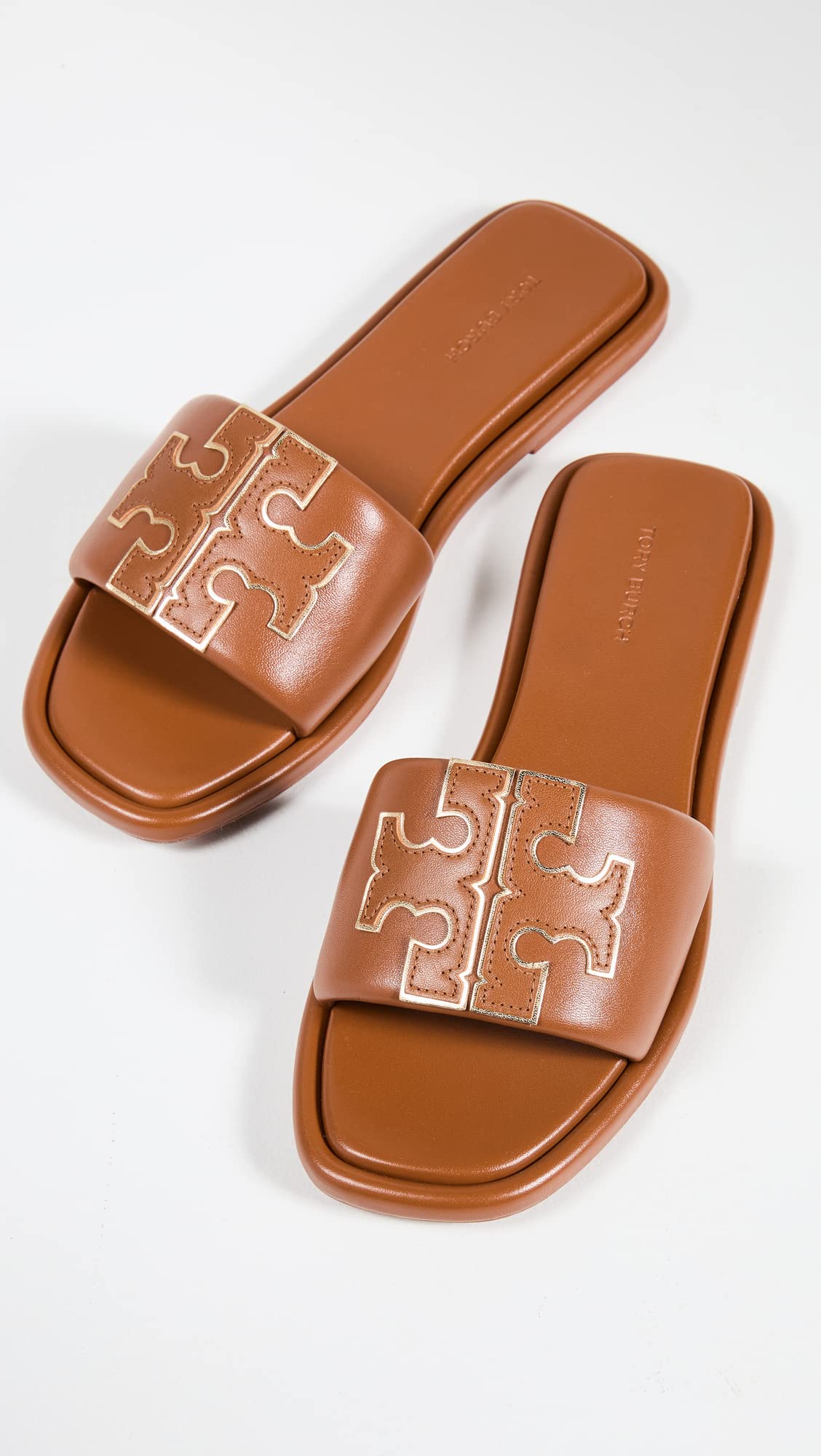 Tory Burch Women's Double T Sport Slides, Bourbon Miele/Gold, 4 Medium US