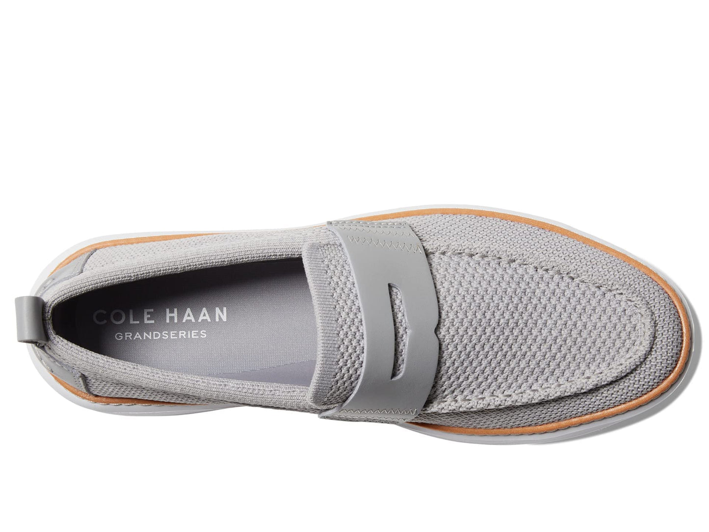 Cole Haan Grandpro Topspin Stitchlite Penny Loafers for Men - Removable Man-Made Insole - Cap Toe Sleet/Optic White 7 D - Medium